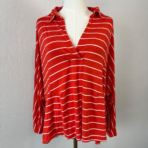 Free People Shirt Womens Small Cant Fool Me Now Striped V Neck Dolman Slouchy - Picture 1 of 14